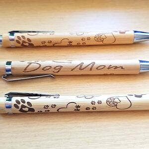 Dog Mom Bamboo Pen Set Of 3– Laser Engraved Gifts for Pet Lovers & Dog Owners